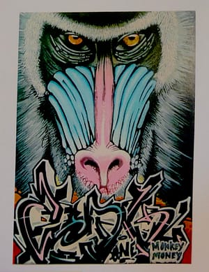 Toile Monkey Money Peinture Sur toile de Lin Acrylique et aérosol 33x46 cm